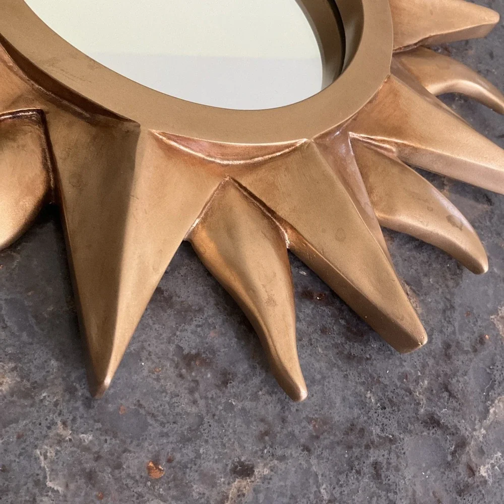 Vintage Gold Sunburst Wall Mirror Hollywood Regency Celestial Starburst MCM 12